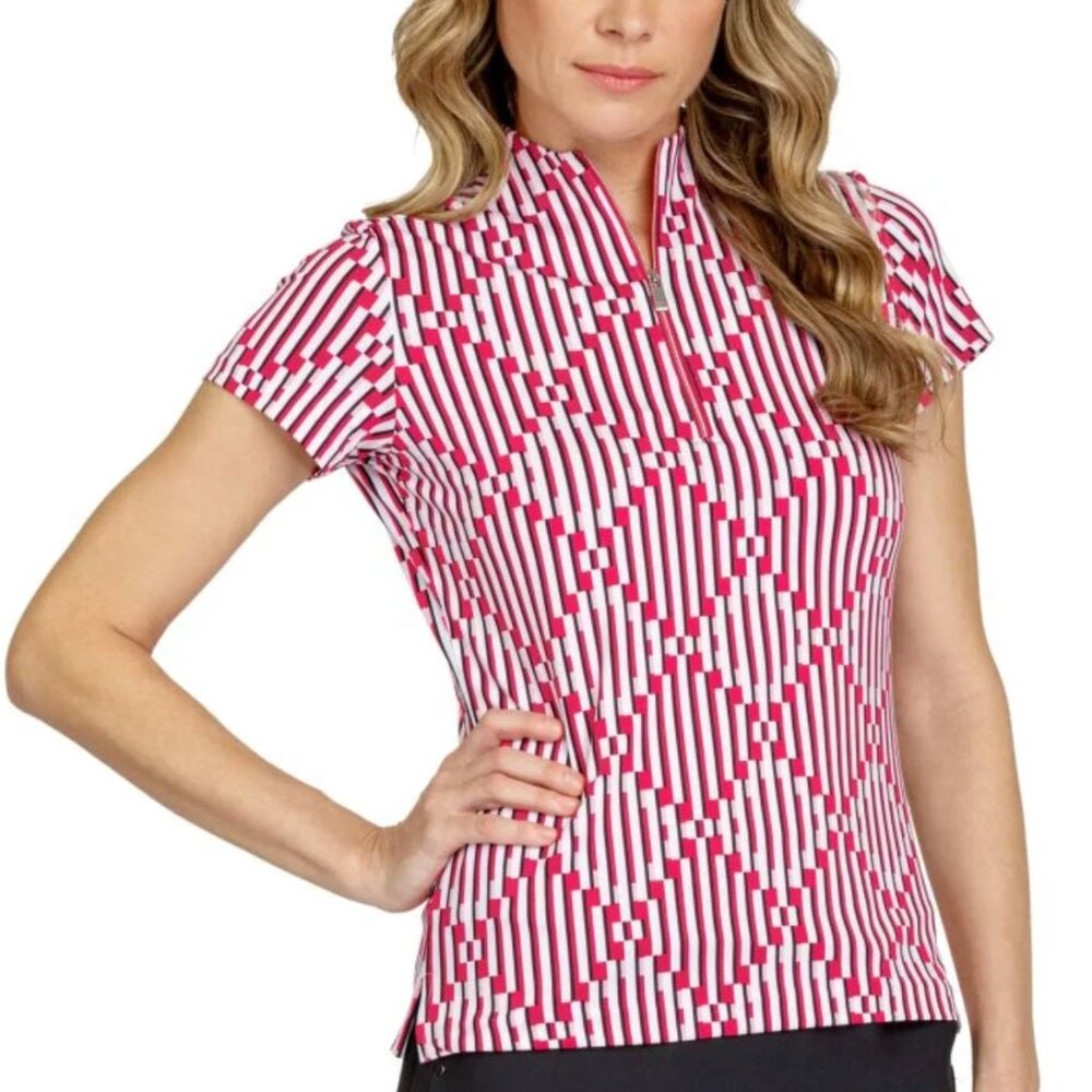 Tail Activewear Andie Performance Golf Top in Illusion Geo XL